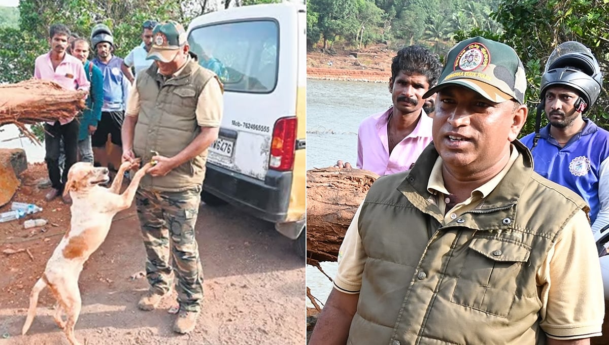 ಶಿರೂರು ಭೂಕುಸಿತ: ಅನಾಥ ನಾಯಿಗಳಿಗೆ ಆಸರೆಯಾಗಿ ಮಾನವೀಯತೆ ಮೆರೆದ ಉತ್ತರ ಕನ್ನಡ ಎಸ್ ಪಿ!